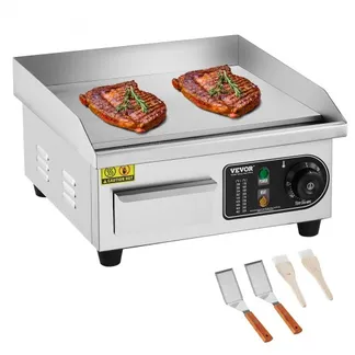 VEVOR Kommerzieller elektrischer Grill, 2000 W, flache Grillplatte für die Arbeitsplatte, einstellbare Temperatur von 50–300 °C, 36 x 30 x 1 cm, Edelstahl-Grillplatte mit 2 Schaufeln und 2 Bürsten für Zuhause oder das Restaurant VEVOR Kommerzieller elektrischer Grill, 2000 W, flache Grillplatte für die Arbeitsplatte, einstellbare Temperatur von 50–300 °C, 36 x 30 x 1 cm, Edelstahl-Grillplatte mit 2 Schaufeln und 2 Bürsten für Zuhause oder das Restaurant