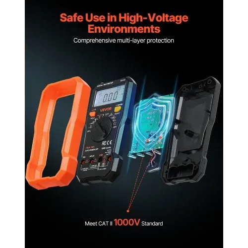 VEVOR Digitalmultimeter, 6000-Count TRMS DC/AC Voltmeter Stromtester, NCV-Multimeter für Strom, Spannung, Widerstand, Tastverhältnis, Temperatur, Dioden, Kontinuitätstest mit stromführendem Draht – Bild 4