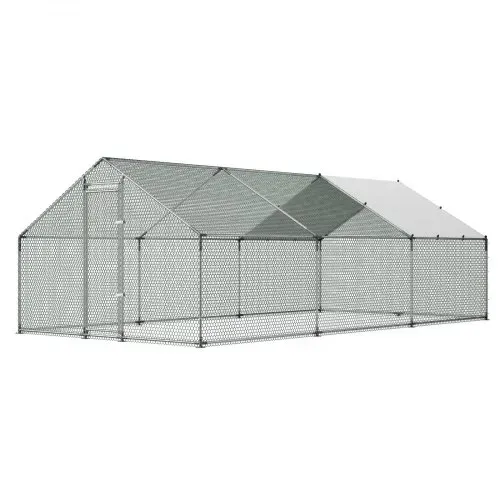 VEVOR Hühnerstall Metall 3x5,95x2m Begehbarer Hühnerauslauf mit Abdeckung, Hühnerhaus mit Turmdach & Sicherheitsschloss Enten- & Kaninchenkäfig, Geflügelgehege für Hinterhof Bauernhof Hof – Bild 9