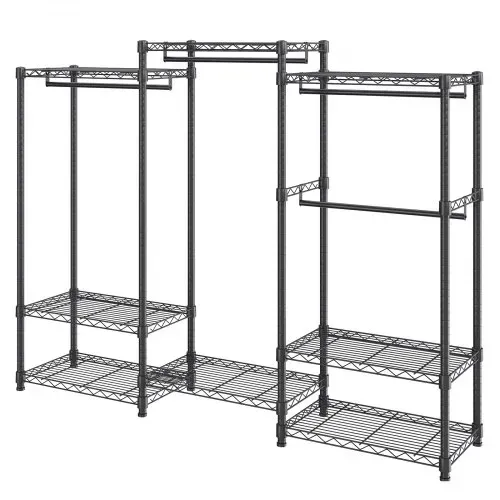 VEVOR Mobiler Kleiderständer Garderobenständer 362 kg Belastbar, Freistehender Kleiderständer 174x180x45 cm 3 Kleiderstangen, Multifunktional 8-lagig, für Schlafzimmer, Wäscheraum, Ankleidezimmer – Bild 9