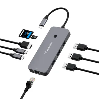 Verbatim CMH-09 USB Typ-C 10000 Mbit/s Silber Verbatim CMH-09 USB Typ-C 10000 Mbit/s Silber