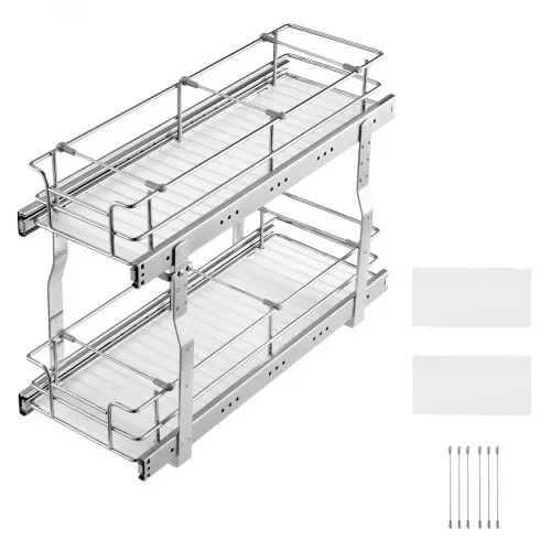 VEVOR Ausziehbarer Spülschrank-Organizer mit 2 Ebenen unter Waschbecken (215x533x385 mm) Gewürzregal Küchenregal Lagerregal Organizer für Küche Badezimmer 245x563x485 mm (Einbaumaß) – Bild 8