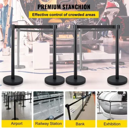 VEVOR Personenleitsystem 4 Ständer, 90 cm Gesamthöhe VIP Absperrung mit Vierwegadapter, Abgrenzungsständer, Absperrständer mit 2 M Länge Gürtel für Airport Flughafen, Ständer Stahl und Eisen, Schwarz VEVOR Personenleitsystem 4 Ständer, 90 cm Gesamthöhe VIP Absperrung mit Vierwegadapter, Abgrenzungsständer, Absperrständer mit 2 M Länge Gürtel für Airport Flughafen, Ständer Stahl und Eisen, Schwarz