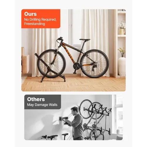 VEVOR Fahrradständer Faltbar Freistehender Abstellständer für MTB Rennrad, Kohlenstoffstahlrahmen, Ø508-737 mm / 20-29 Zoll Reifen, Breite bis 75 mm / 2,9 Zoll, Bodenständer für Zuhause Garage Lager – Bild 2