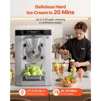VEVOR Gewerbliche Eismaschine Eiscrememaschine 2000 W 12–20 L/h, Tischgerät für Gelato mit 6 L Edelstahlbehälter (304) & Selbstreinigendes LED-Bedienfeld für Snackbars Restaurants Silber VEVOR Gewerbliche Eismaschine Eiscrememaschine 2000 W 12–20 L/h, Tischgerät für Gelato mit 6 L Edelstahlbehälter (304) & Selbstreinigendes LED-Bedienfeld für Snackbars Restaurants Silber