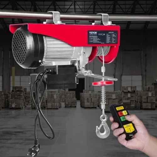VEVOR 230V Elektrische Seilwinde 125kg bis 250kg Hubhöhe 12m Seilzug Motorwinde 510W Motor Flaschenzug 10m/min Hubgeschwindigkeit Hebezug mit kabelloser Fernbedienung Seilhebezug Kettenzug – Bild 7