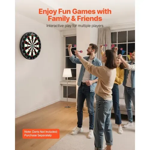 VEVOR Dartscheibe 450 mm, Sisalfaser-Dartboard mit klammerfreiem Bullseye, Blade-Draht & drehbarem Zahlenring, für Party- & Spielzimmer zu Hause (Darts nicht im Lieferumfang enthalten) – Bild 4