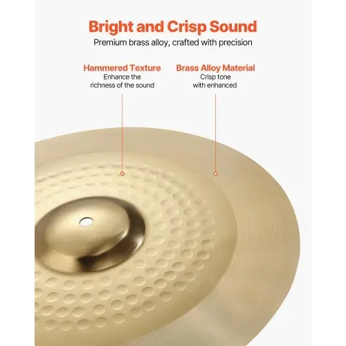 VEVOR Beckenset 4-teilig 254mm Splash 355mm HiHat 400mm Crash 505mm Ridebecken (10 14 16 20 Inches) – Bild 2