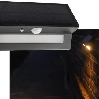LED Solar Wandleuchte „SWL-AS400“ IP44, warmweiß 3000K, PIR Sensor LED Solar Wandleuchte „SWL-AS400“ IP44, warmweiß 3000K, PIR Sensor
