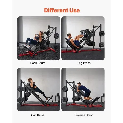 VEVOR Beintrainer Beinpresse Hack-Squat-Maschine Kombination (40° / 45° / 50° Rückenlehne) mit Gewichtsaufbewahrung, Beintrainingsgerät für Quadrizeps, Oberschenkelrückseite, Gesäßmuskeln – Bild 5