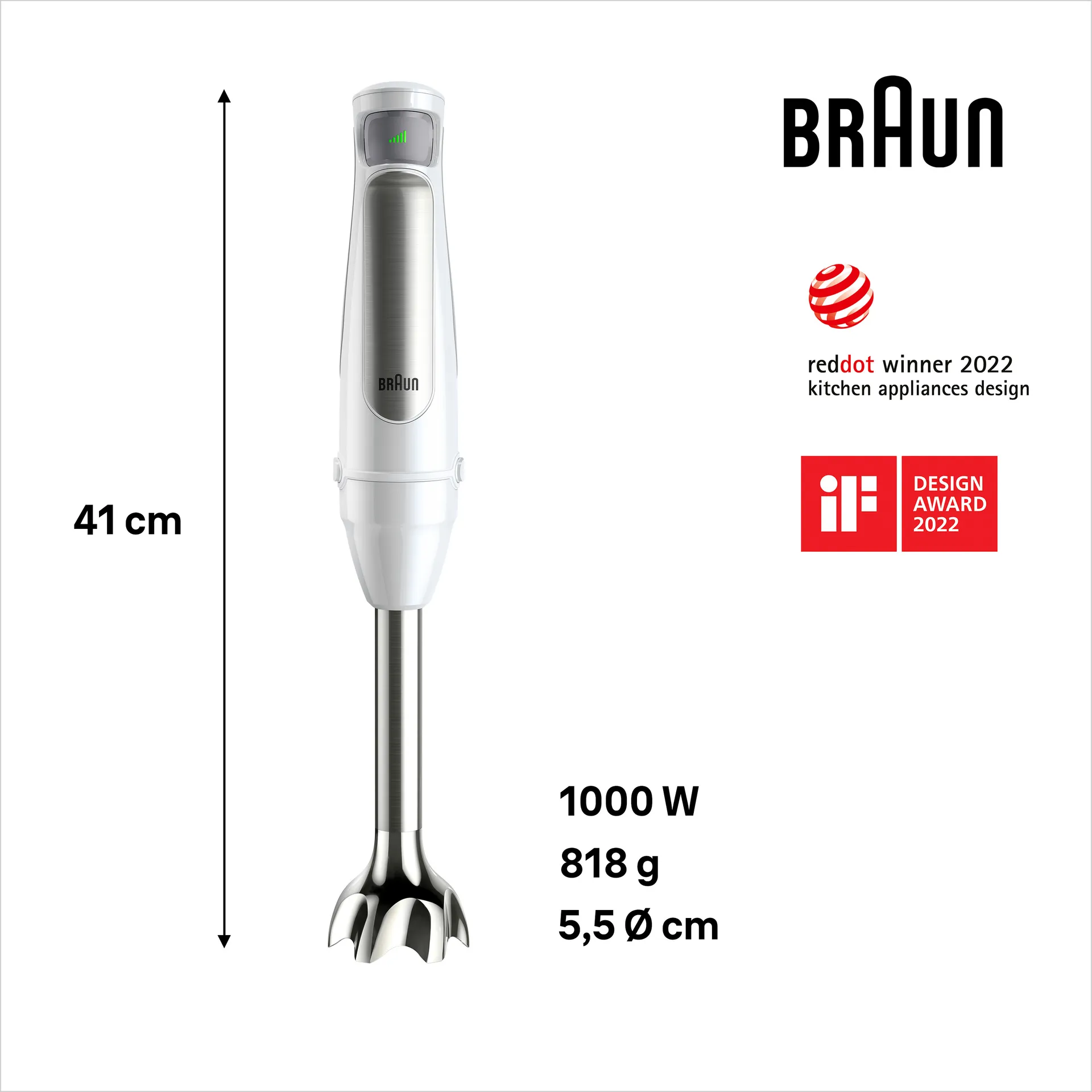 Braun MultiQuick 7 MQ7035IWH 0,6 l Pürierstab 1000 W Edelstahl, Weiß – Bild 2