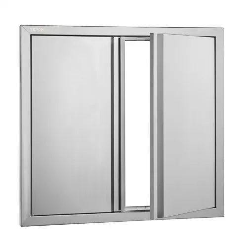 VEVOR Grill-Zugangstür, 660 x 610 mm, Doppelte Außenküchentür, Flächenbündig Montierte Edelstahltür, Vertikale Wandtür mit Versenkbaren Griffen, für Grillinsel, Grillstation, Außenschrank – Bild 8