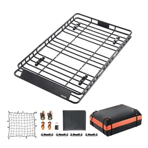 VEVOR Dachkorb Auto 1625 x 990 x 105 mm Dachträgerkorb 113,4 kg Tragkraft, Autodachkorb mit Wasserdichter Gepäcktasche Netz Ratschengurten, Gepäckkorb Geeignet für SUV Lkw Pkw, Schwarz – Bild 8