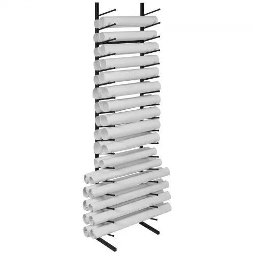 VEVOR Blaupausen-Aufbewahrungsregal, Hängendes Poster-Präsentationsregal mit 16 Ebenen, Vertikaler Blaupausen-Rollenordnerhalter 2 Rollen/Reifen, Rollordner-Aufbewahrungsregal für Blaupausen-Kartenposter – Bild 9