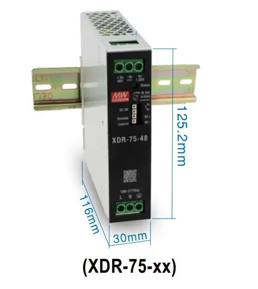 MEAN WELL Netzteil – 48V 75W Hutschiene, schmal MEAN WELL Netzteil – 48V 75W Hutschiene, schmal