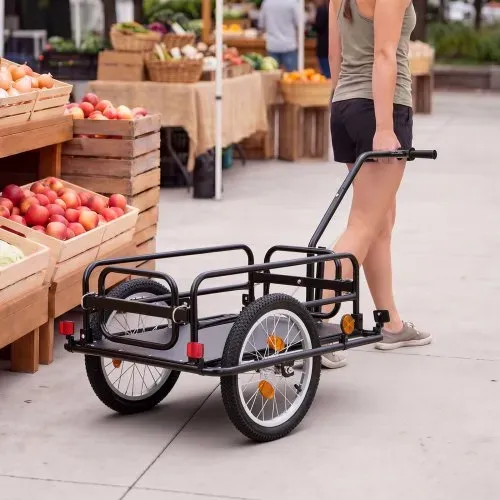 VEVOR Fahrradanhänger Lastenanhänger 2-in-1 Handwagen mit Kupplung 40 kg, Kohlenstoffstahl & 600D Oxford, Mit Deichsel, Reflektoren, Faltbares Design, Für 22-28 Zoll Räder, Fahrradwagen für Transport – Bild 7