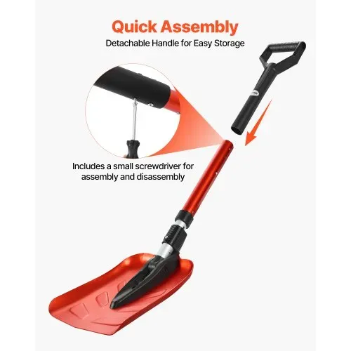 VEVOR Schneeschaufel, 22 cm Schneeräumer mit D-förmigem Griff, Schneeschieber 910–1020 mm, Schneeschippe, Schneeschüppe, Schneeräumwerkzeug aus Aluminiumlegierung für Garten, Auto, Camping – Bild 5