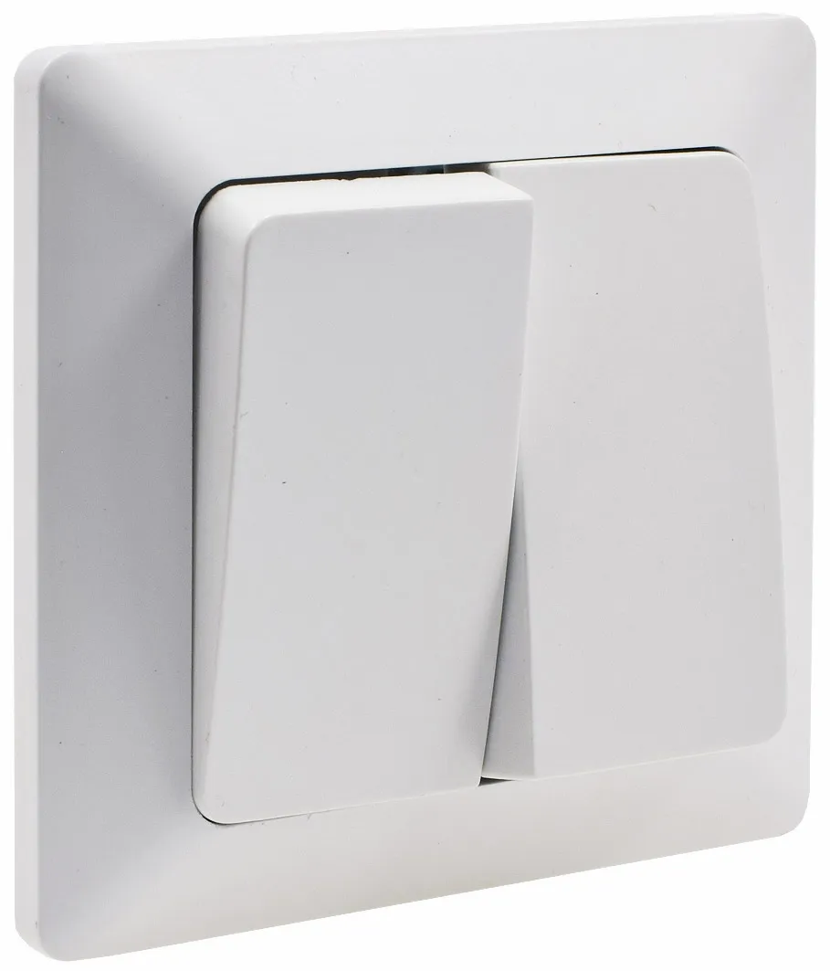 MILOS Serien-Schalter 2-fach weiß matt 250V~/ 10A, inkl. Rahmen, UP MILOS Serien-Schalter 2-fach weiß matt 250V~/ 10A, inkl. Rahmen, UP