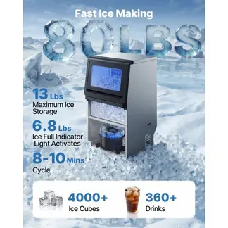 VEVOR Gewerbliche Eismaschine 36 kg/Tag Eiswürfelbereiter Edelstahlgehäuse, Unterbau-Eiswürfelmaschine mit LED-Anzeige und Selbstreinigung, für Hausbar und Restaurant VEVOR Gewerbliche Eismaschine 36 kg/Tag Eiswürfelbereiter Edelstahlgehäuse, Unterbau-Eiswürfelmaschine mit LED-Anzeige und Selbstreinigung, für Hausbar und Restaurant