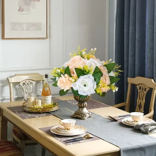 VEVOR Kunstblumen, 10 Stück, 240x240x120 mm, künstliche Blumenkugeln, Seidenrosen, Rosenarrangements für Hochzeiten, Partys, Tischdekorationen und Wohndeko, Champagnerfarbene & weiße Rosen – Bild 7