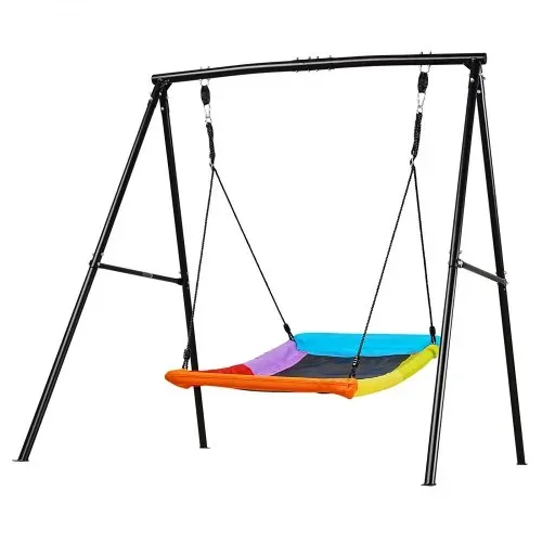 VEVOR Gartenschaukel mit A-förmigem Metallgestell, Schaukelsitz (150 x 81 cm), bis zu 199,6 kg Tragkraft, Schaukelset Outdoor, Verstärkt mit Spiralförmigen Bodenankern, Kinderschaukel Farbenfroh – Bild 10