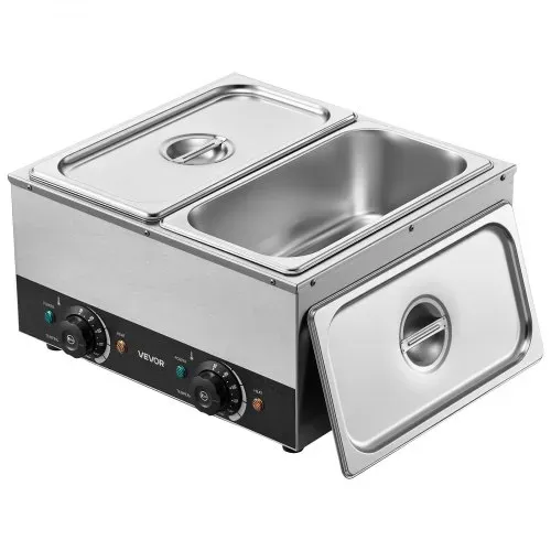 VEVOR Schokoladenschmelzmaschine 2 Abnehmbare Behälter Edelstahl 800+800 W, für Bäckereien, Restaurants, Separate Temperaturregelung je Behälter, 30–85 °C Trockenlaufschutz, Schokoladentempiermaschine – Bild 10