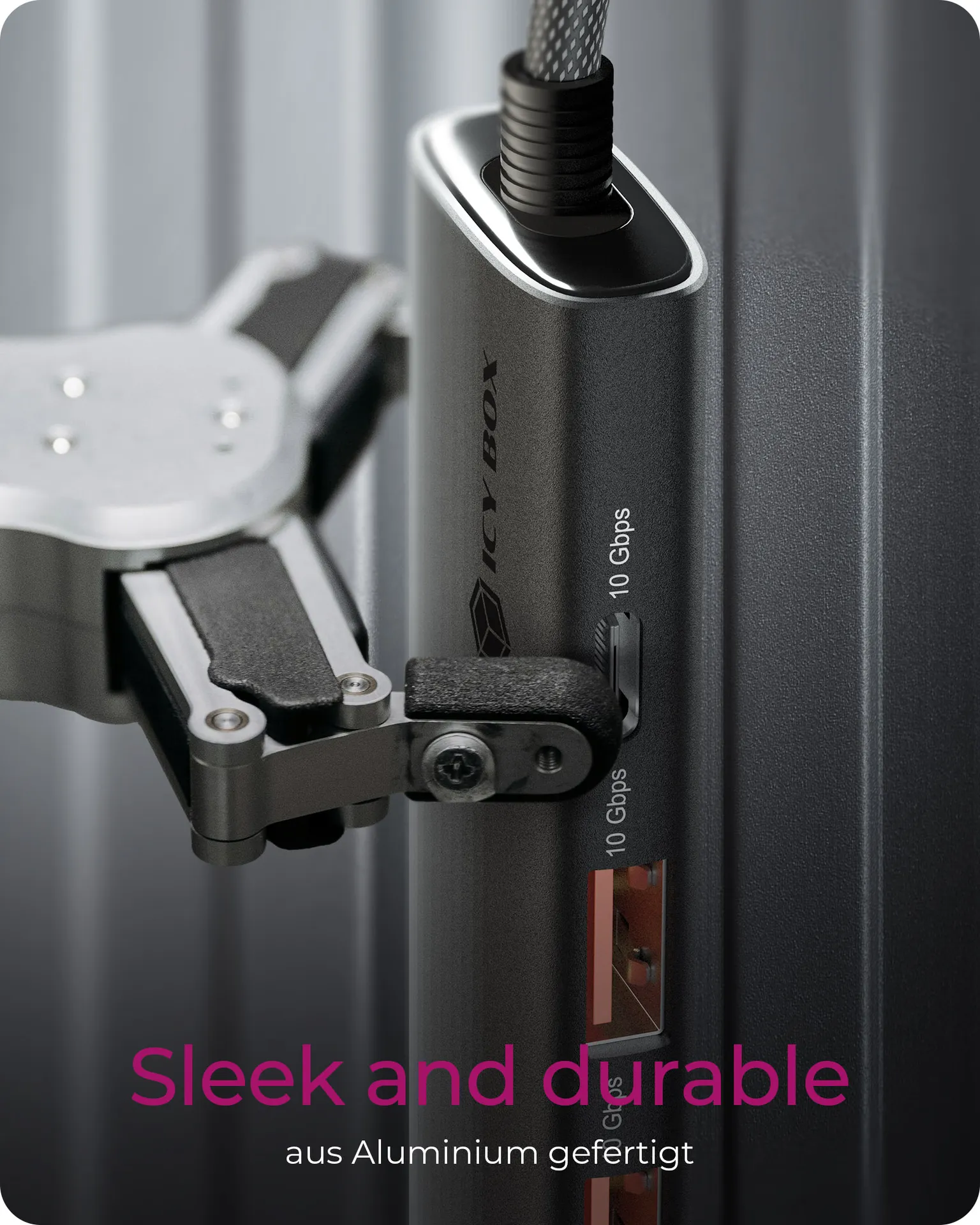 ICY BOX IB-HUB1437-CPD, 4-Port USB 3.2 Gen 2 Hub, 10 Gbit/s, 2x Type-C® + 2x Type-A, 1x USB PD 100 W, 30cm Cable – Bild 6