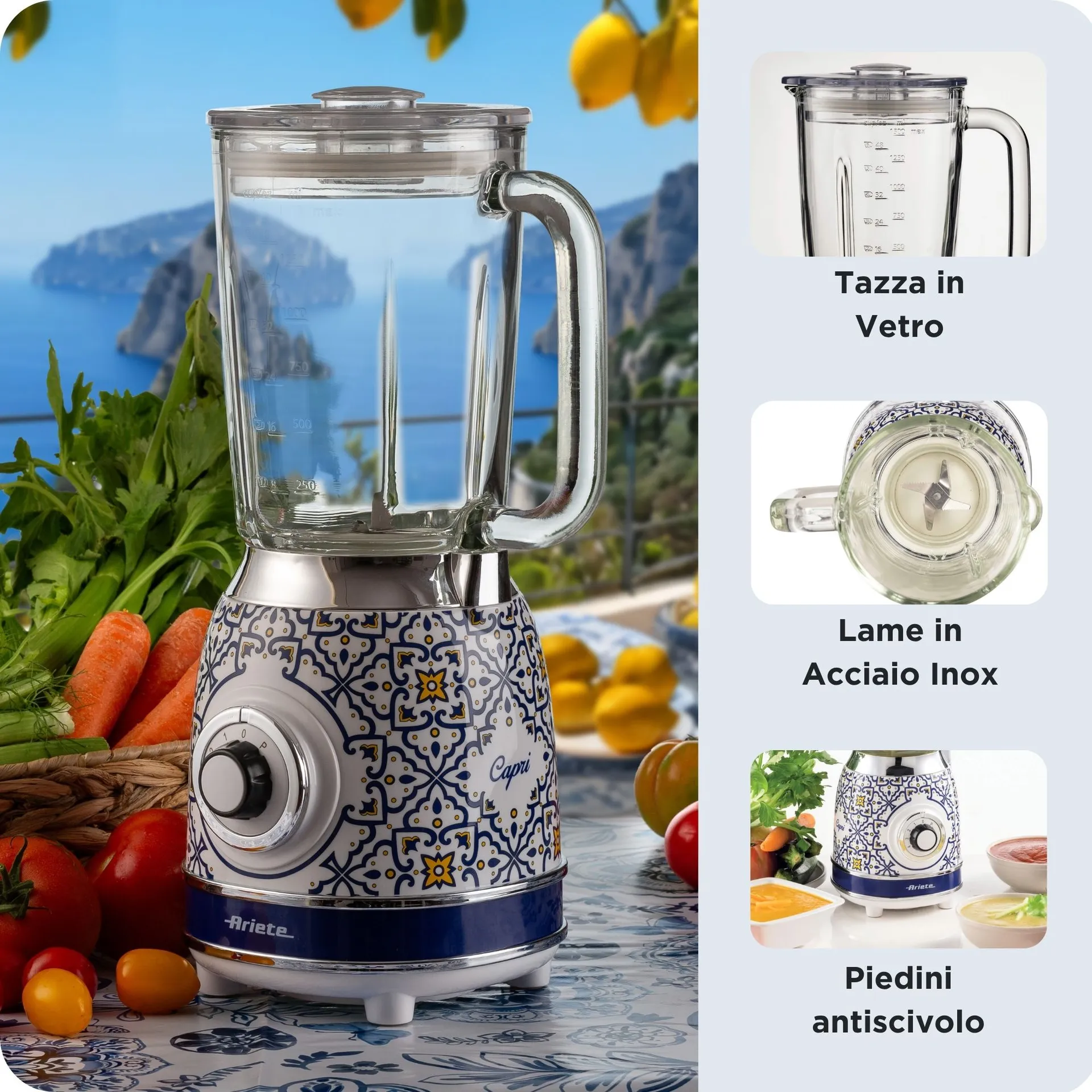 Ariete 0583/0C 1,5 l Tischplatten-Mixer 1000 W Weiß, Hellblau – Bild 3