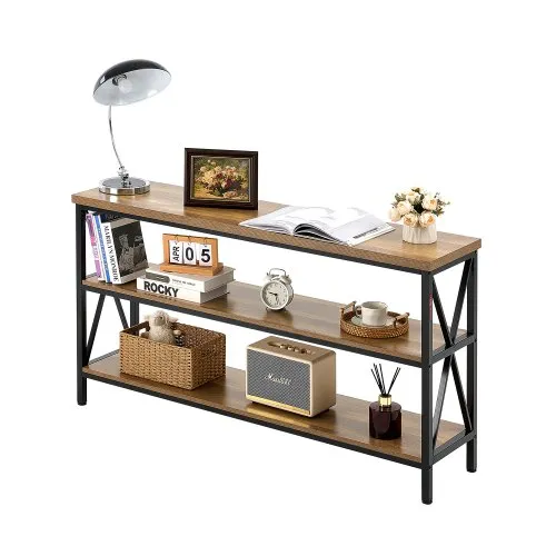 VEVOR schmaler Konsolentisch Eingangstisch (140 cm Länge / 108,9 + 72,6 + 72,6 kg belastbar), 3-stufiger Flurtisch Beistelltisch Sofatisch mit Metallrahmen, für Eingangsbereich Wohnzimmer Flur VEVOR schmaler Konsolentisch Eingangstisch (140 cm Länge / 108,9 + 72,6 + 72,6 kg belastbar), 3-stufiger Flurtisch Beistelltisch Sofatisch mit Metallrahmen, für Eingangsbereich Wohnzimmer Flur