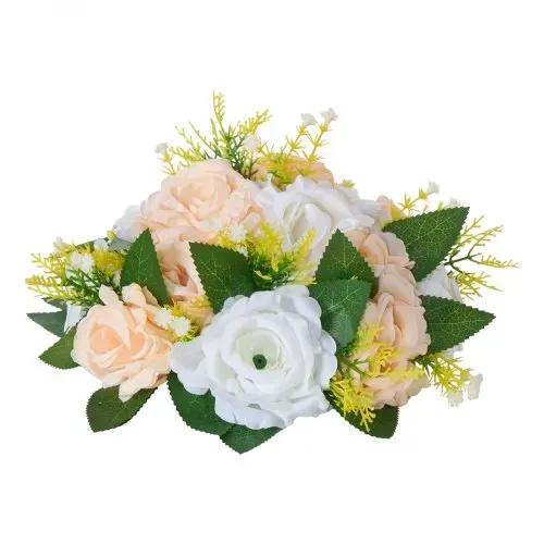 VEVOR Kunstblumen, 10 Stück, 240x240x120 mm, künstliche Blumenkugeln, Seidenrosen, Rosenarrangements für Hochzeiten, Partys, Tischdekorationen und Wohndeko, Champagnerfarbene & weiße Rosen – Bild 8
