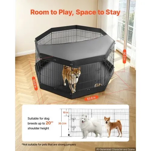 VEVOR Welpenauslauf Welpen-Freigehege 76cm 8-tlg. mit Deckel & Bodenmatte, Spielplatz für Mittelgroße Hunde Katzen & Andere Kleintiere Faltbar Durch die Verschiedenen Formen Vielfältig Einsetzbar VEVOR Welpenauslauf Welpen-Freigehege 76cm 8-tlg. mit Deckel & Bodenmatte, Spielplatz für Mittelgroße Hunde Katzen & Andere Kleintiere Faltbar Durch die Verschiedenen Formen Vielfältig Einsetzbar