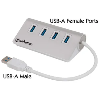 Manhattan 4-Port USB 3.0 Hub, Vier USB 3.0 Typ A-Ports, Aluminiumgehäuse, Stromversorgung über USB Manhattan 4-Port USB 3.0 Hub, Vier USB 3.0 Typ A-Ports, Aluminiumgehäuse, Stromversorgung über USB