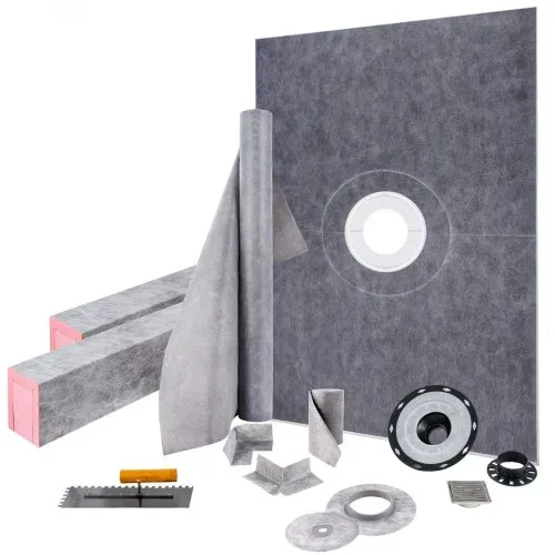 VEVOR Duschschwellen-Set, 38 x 60 Zoll wasserdichte Duschschwellenauflage mit 4 Zoll PVC-Mittelflansch, 4 Zoll Edelstahlgitter, 2 zuschneidbare Duschschwellen und Kelle, Duschwannen-Gefällestäbe passend für Badewanne VEVOR Duschschwellen-Set, 38 x 60 Zoll wasserdichte Duschschwellenauflage mit 4 Zoll PVC-Mittelflansch, 4 Zoll Edelstahlgitter, 2 zuschneidbare Duschschwellen und Kelle, Duschwannen-Gefällestäbe passend für Badewanne