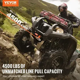 VEVOR Elektrische Seilwinde, 2048 kg Zugkraft, 12 V Gleichstrom für Geländefahrzeuge/UTVs, mit 12-strängigem Synthetikseil (Φ1/4 Zoll x 39 Fuß), Aluminium-Seilführung, Fernbedienungen, IP55-Wasserbeständigkeit VEVOR Elektrische Seilwinde, 2048 kg Zugkraft, 12 V Gleichstrom für Geländefahrzeuge/UTVs, mit 12-strängigem Synthetikseil (Φ1/4 Zoll x 39 Fuß), Aluminium-Seilführung, Fernbedienungen, IP55-Wasserbeständigkeit