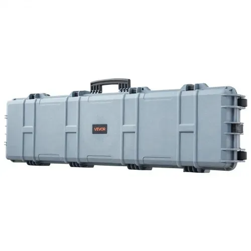 VEVOR Waffenkoffer mit Hartschale für Langwaffen, abschließbarer Gewehrkoffer mit vorgeschnittenen Schaumstoffen, Langwaffenkoffer Waffenaufbewahrung rollbar IP67 wasserfest, 138 x 38,5 x 16,5 cm Grau – Bild 9