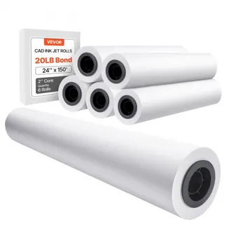 VEVOR Großformatpapier Plotterpapier 45,7 m x 61 cm 6 Rollen CAD-Bond-Rollen mit 50,8 mm Kern, Zeichenrollen für CAD-Zeichnungen, technische Pläne, GIS-Karten und Architekturentwürfe VEVOR Großformatpapier Plotterpapier 45,7 m x 61 cm 6 Rollen CAD-Bond-Rollen mit 50,8 mm Kern, Zeichenrollen für CAD-Zeichnungen, technische Pläne, GIS-Karten und Architekturentwürfe