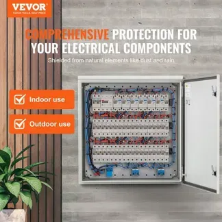 VEVOR Schaltschrank Elektrogehäuse, 600x600x200 mm, NEMA 4 Außengehäuse, IP66 wasser- & staubdicht, Kohlenstoffstahl, Klappanschlussdose für Innen- & Außenbereich, mit Regenschutzhaube VEVOR Schaltschrank Elektrogehäuse, 600x600x200 mm, NEMA 4 Außengehäuse, IP66 wasser- & staubdicht, Kohlenstoffstahl, Klappanschlussdose für Innen- & Außenbereich, mit Regenschutzhaube