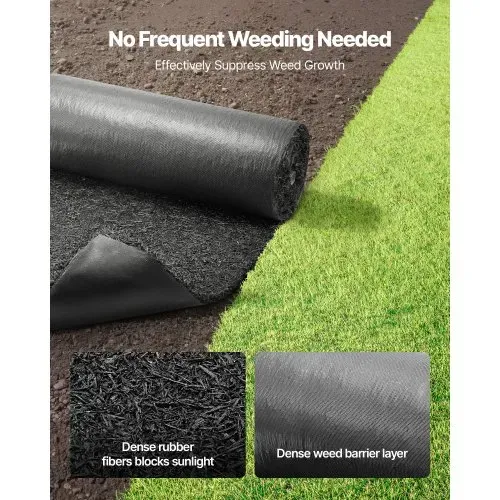 VEVOR Gummimulchmatte, 2 Rollen à 244x59 cm, Unkrautmatte 1,3 cm dick, Gartenvlies, Unkrautvlies, Unkrautbarrierematte, Garteneinfassung, Randmatte, Gehwegmatte für Landschaftsgestaltung – Bild 2