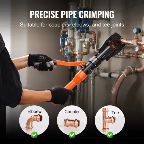VEVOR Hydraulisches Rohr-Crimpwerkzeug für Kupferrohrverbindungen, Presszange mit TH16, TH20, TH26, TH32 Schnellwechselbacken, 360° drehbares Pressset für T-Verbindungsstücke auf engstem Raum, hydraulisch angetrieben – Bild 5