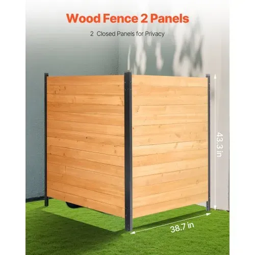 VEVOR Sichtschutzzaun Holz, 1100×982 mm, 2 Paneele, Lamellenzaun für Klimaanlagen, Umzäunung für Poolausrüstung mit Metallpfählen, Gartenzaun, Mülltonnenversteck für Außenbereich als Gartendekoration VEVOR Sichtschutzzaun Holz, 1100×982 mm, 2 Paneele, Lamellenzaun für Klimaanlagen, Umzäunung für Poolausrüstung mit Metallpfählen, Gartenzaun, Mülltonnenversteck für Außenbereich als Gartendekoration