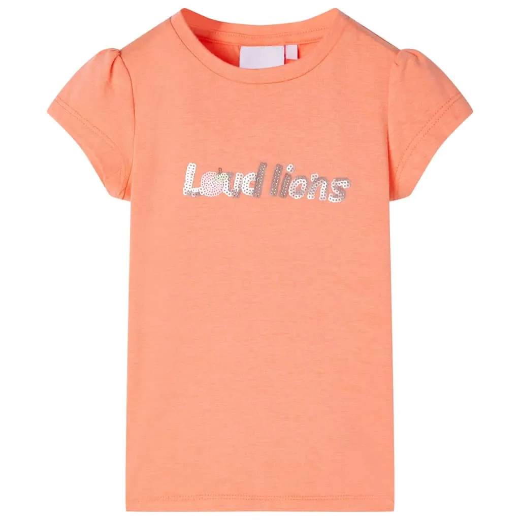 vidaXL Kinder-T-Shirt mit Flügelärmeln Neonorange 128 vidaXL Kinder-T-Shirt mit Flügelärmeln Neonorange 128