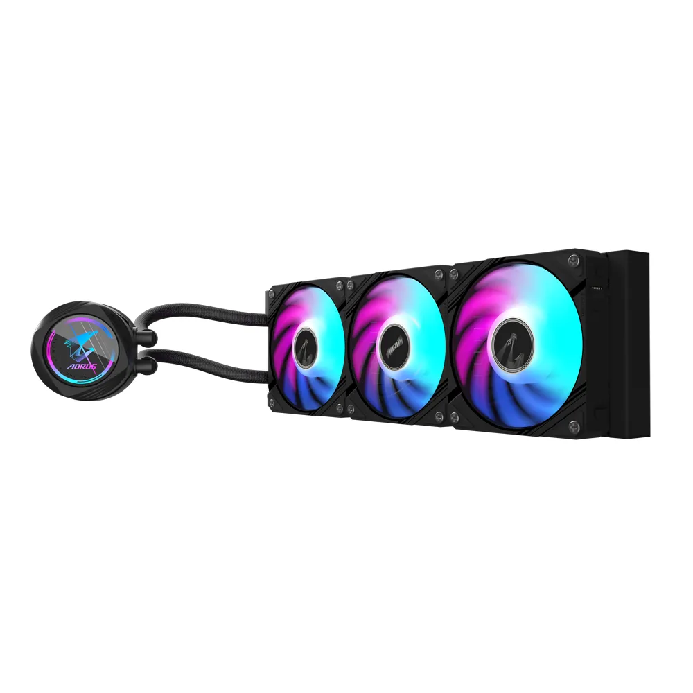 GIGABYTE AORUS WATERFORCE II 360 AIO Flüssigkeits-CPU-Kühler - 3x120mm ARGB-Lüfter, Schiebe-in-Verriegelungsmechanismus, DAISY-CHAIN, kompatibel mit Intel LGA 1851 und AMD AM5 – Bild 3