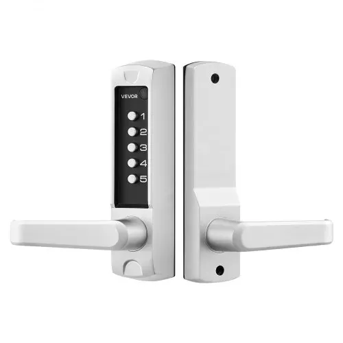 VEVOR Mechanisches Codeschloss mit Einseitigem Tastenschloss (5-stelliger Code), Schlüsselloses Türschloss mit Griff & Automatischer Verriegelung, für Haustüren Gartentore Garagen Outdoor, Silber – Bild 9