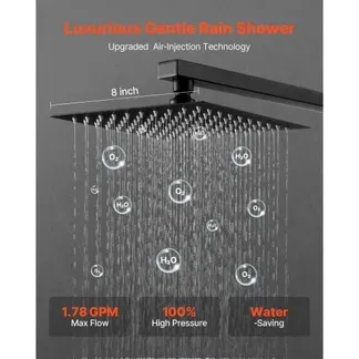 VEVOR Duscharmatur Regenduschsystem fürs Badezimmer Duschsystem mit 203 mm quadratischen Regenduschkopf & Handbrause, wandmontierte Badezimmerarmaturen mit Messingventil & Zierset, Mattscharz VEVOR Duscharmatur Regenduschsystem fürs Badezimmer Duschsystem mit 203 mm quadratischen Regenduschkopf & Handbrause, wandmontierte Badezimmerarmaturen mit Messingventil & Zierset, Mattscharz