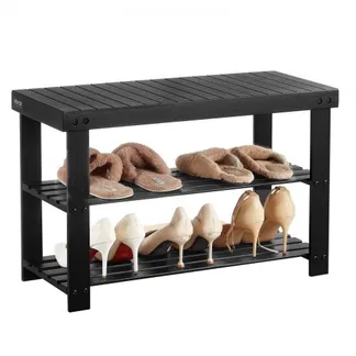VEVOR Schuhregalbank Schuhbank (703 x 288 x 451 mm), Eingangsbereichsbank aus Bambus, 3-stufiges Schuhregal (130 kg belastbar), für Haustür Flur Wohnzimmer Schlafzimmer Schwarz VEVOR Schuhregalbank Schuhbank (703 x 288 x 451 mm), Eingangsbereichsbank aus Bambus, 3-stufiges Schuhregal (130 kg belastbar), für Haustür Flur Wohnzimmer Schlafzimmer Schwarz