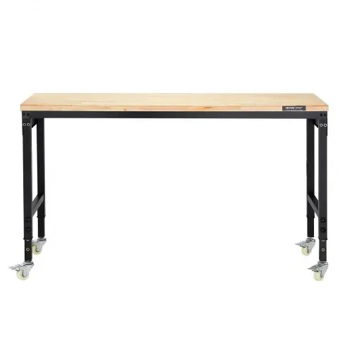 VEVOR Werkbank 1524x559x711-1030mm, 907 kg Tragkraft, Werktisch mit Steckdose, Rädern und Stecktafel, robuster Arbeitstisch mit Eichenholzplatte für Garage, Werkstatt, Büro und Zuhause – Bild 10