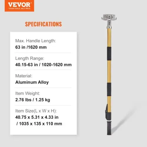 VEVOR Trockenbau-Flachkastengriff, flacher Abschlussgriff, 112-163cm ausziehbar, Farbe – Bild 6