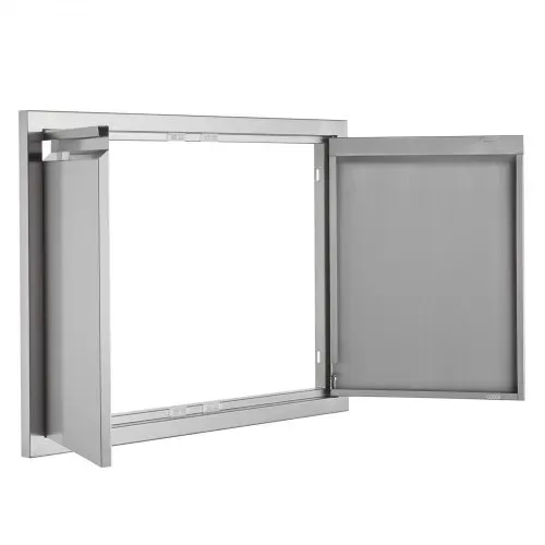 VEVOR Grill-Zugangstür, 762 x 532 x 45 mm, Doppelte Außenküchentür, Flächenbündig Montierte Edelstahltür, Vertikale Wandtür mit Versenkbaren Griffen, für Grillinsel, Grillstation, Außenschrank usw. – Bild 10