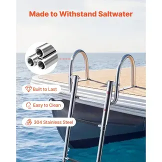 VEVOR Bootsleiter Ausziehbar, Badeleiter mit 4 Stufen Rutschfestem Pedal & Handlauf, Schwimmdeckleiter mit 272 kg Tragkraft für Heckeinstieg, Teleskopleiter aus Edelstahl für Boote Docks Pontons Pool VEVOR Bootsleiter Ausziehbar, Badeleiter mit 4 Stufen Rutschfestem Pedal & Handlauf, Schwimmdeckleiter mit 272 kg Tragkraft für Heckeinstieg, Teleskopleiter aus Edelstahl für Boote Docks Pontons Pool