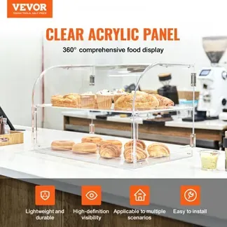 VEVOR 3-stöckige Gebäck-Vitrine, Kommerzielle Bäckerei-Vitrine 558 x 356 x 356 mm, Acryl-Vitrine mit mit stabilen Doppelscharnieren, Bäckerei Konditorei Vitrine für Donut-Bagels, Kuchen, Kekse usw. VEVOR 3-stöckige Gebäck-Vitrine, Kommerzielle Bäckerei-Vitrine 558 x 356 x 356 mm, Acryl-Vitrine mit mit stabilen Doppelscharnieren, Bäckerei Konditorei Vitrine für Donut-Bagels, Kuchen, Kekse usw.